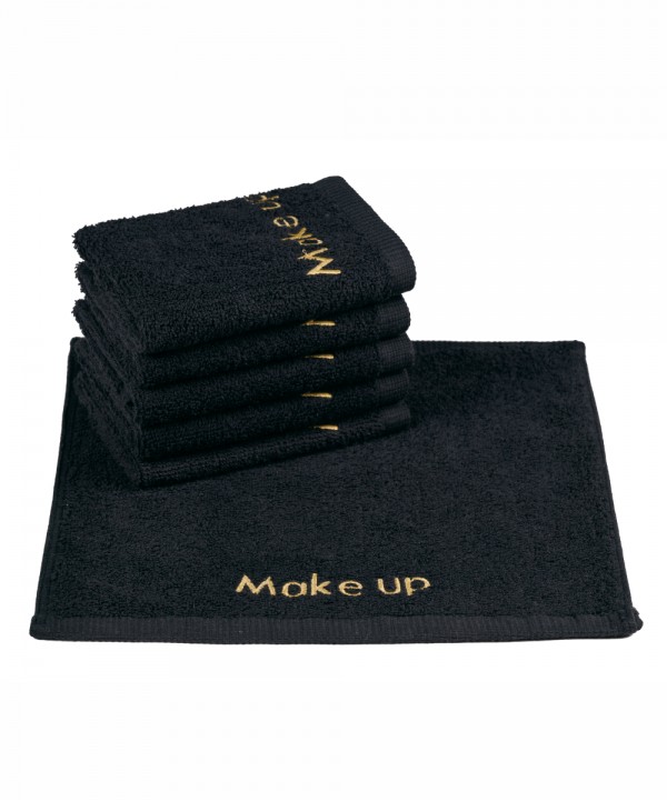 MAKE UP ΜΑΥΡΗ ΠΕΤΣΕΤΑ LAVETTA 30X30 500GR/SQM 100% COTTON SINGLE PILE COMBED COL.VAT/EMBROIDERY 